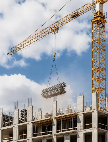 Construction site with tower crane